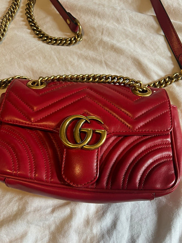 Gucci marmont red leather - gucci,