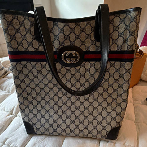 Auth gucci monogram tote - gg,