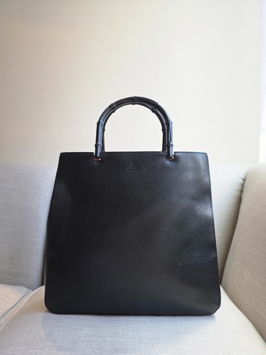 Gucci black leather - leather, bamboo
