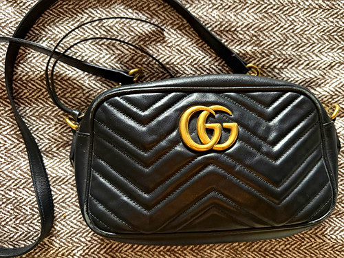 Gucci marmont black quilted - gg,