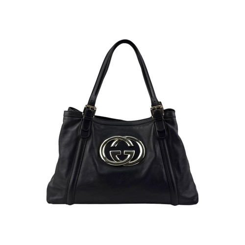 Gucci black leather britt hobo - leather,