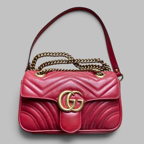 Gucci marmont red leather - gucci,
