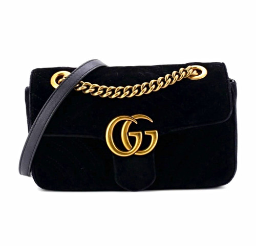 Gucci velvet black logo - black, gg